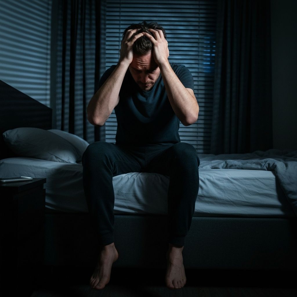 Man die niet kan slapen door mentale ruis